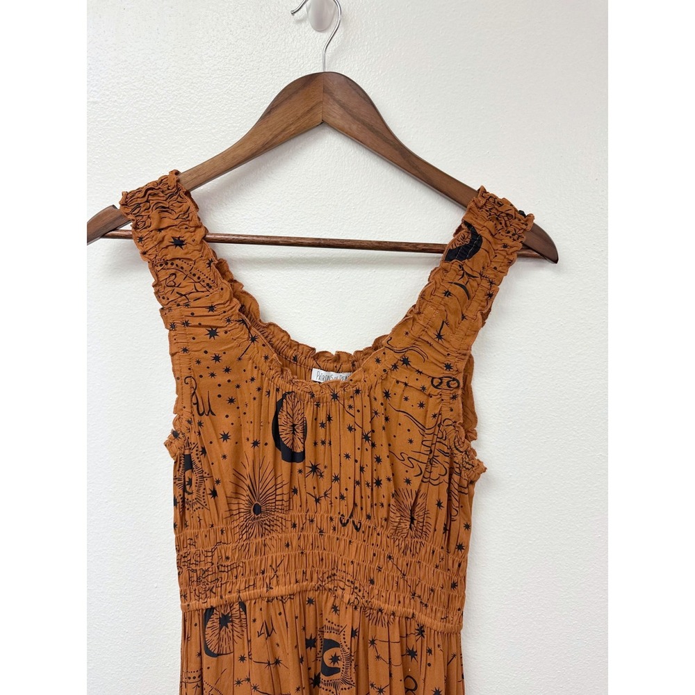 Patrons of Peace Celestial Print Midi Dress Brown S - Picture 2 of 6